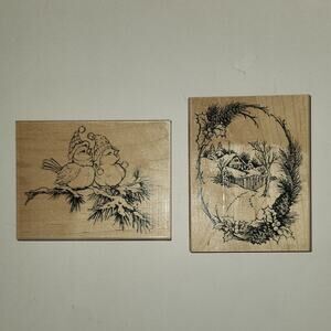 Stampendous Christmas Cottage Winter Birds O Christmas Tree Stamps 4x5 Rubber